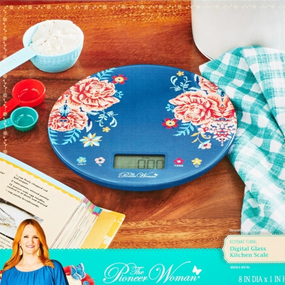 💜 SALE  New Pioneer Woman Keepsake Floral 15 Lbs Bakery Digital Glass Scale